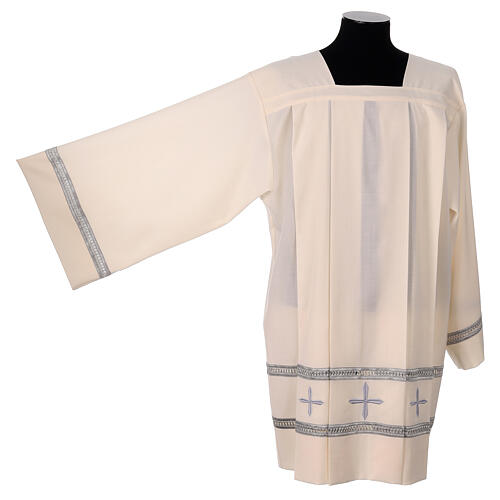 Ivory surplice in polyester and wool with gigliuccio hemstitch 5