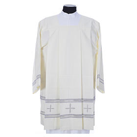 Surplice in polyester, embroidered with gigliuccio hemstitch, ivory