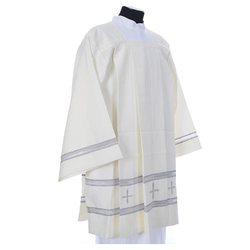 Surplice in polyester, embroidered with gigliuccio hemstitch, ivory 3