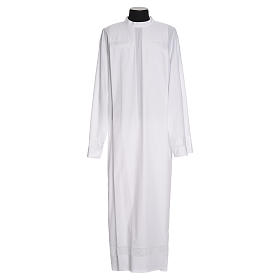Monastic Alb with lace in 65% polyester 35% cotton, white