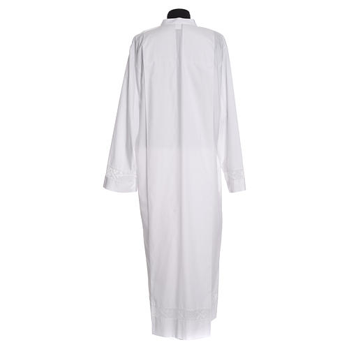 Monastic Alb with lace in 65% polyester 35% cotton, white 2