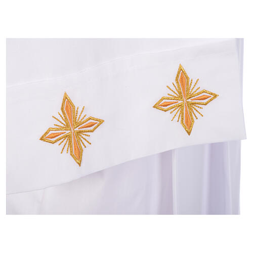 Weiße Albe 65% Polyester 35% Baumwolle Kreuze Ärmel und Ähren 5