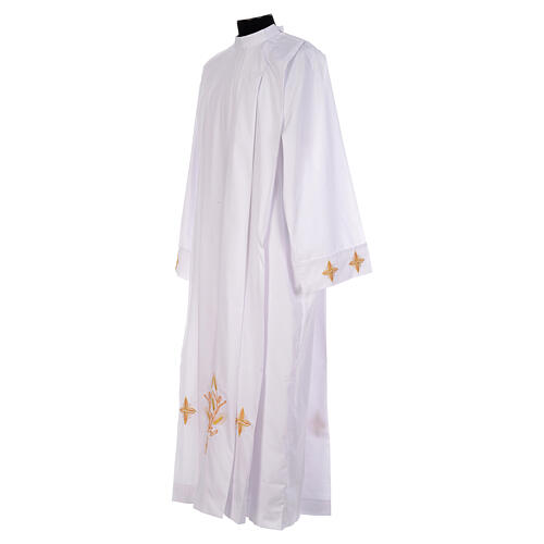 White alb, 65% polyester and 35% cotton, crosses and wheat 2