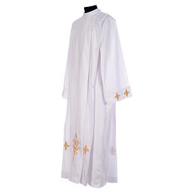Aube liturgique blanche croix et épis coton et polyester