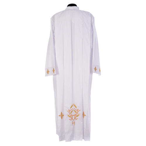 Aube liturgique blanche croix et épis coton et polyester 3