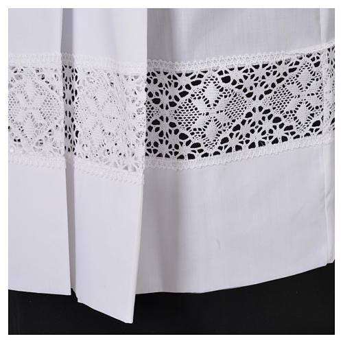 White Surplice 100% polyester lace partition 4 pleats 5