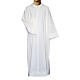 White alb in cotton polyester, flared with false hood s1