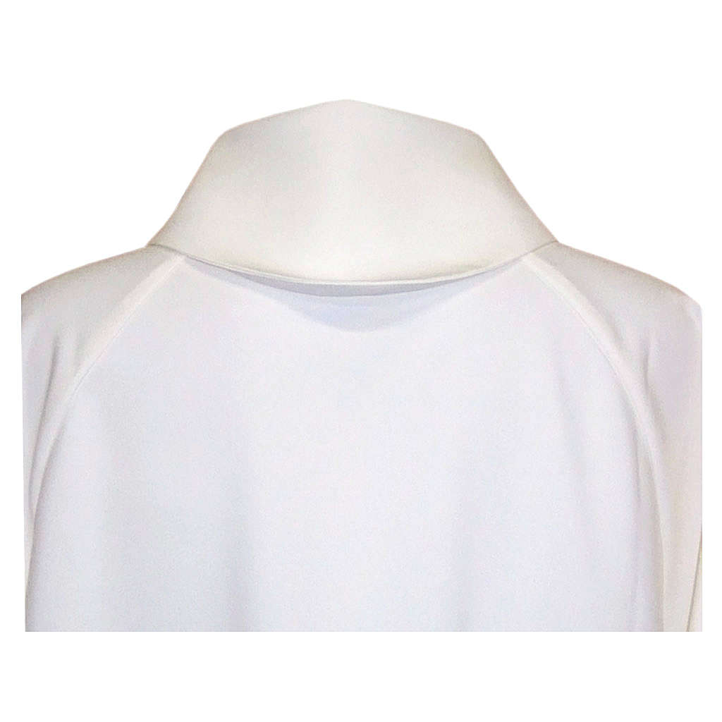 White alb in cotton polyester, flared with false hood
