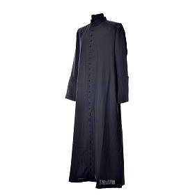 Albs: Black cassock in pure wool with covered buttons