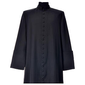Black cassock in pure wool with covered buttons Gamma
