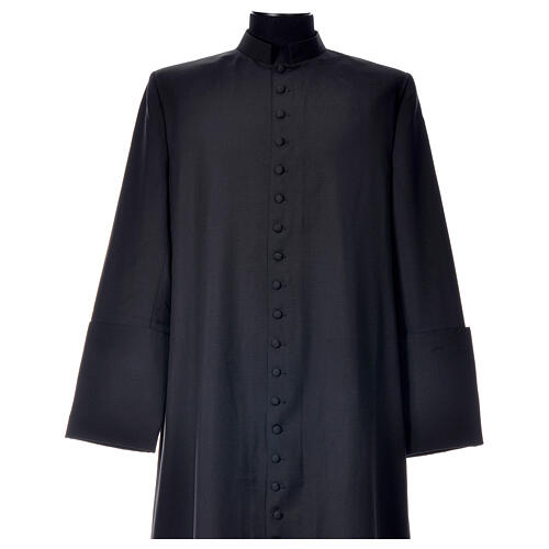 Black cassock in pure wool with covered buttons Gamma 2