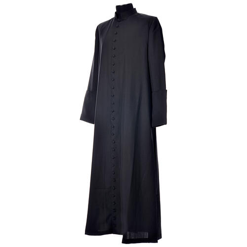 Black cassock in pure wool with covered buttons Gamma 3