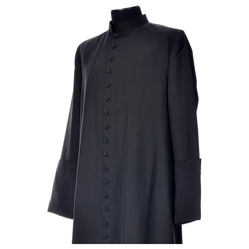 Black cassock in pure wool with covered buttons Gamma 4
