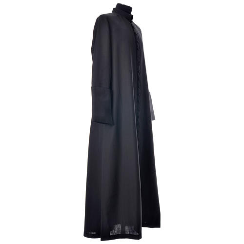 Black cassock in pure wool with covered buttons Gamma 5