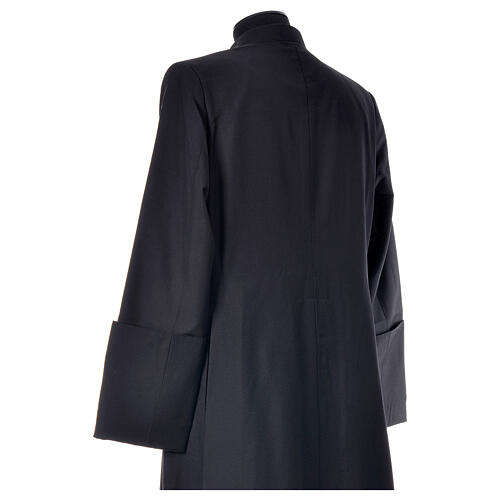Black cassock in pure wool with covered buttons Gamma 8
