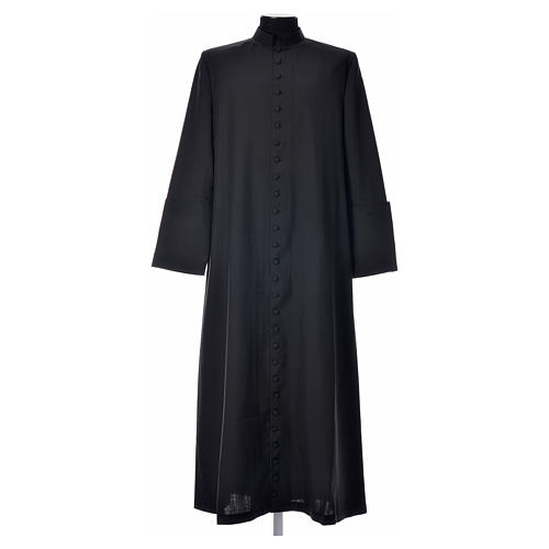 Black cassock in pure wool with covered buttons Gamma 6