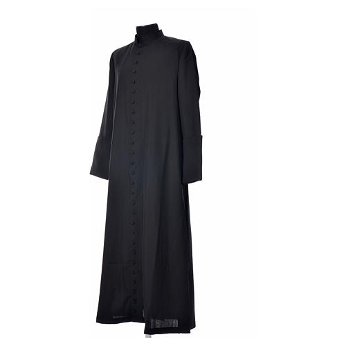 Black cassock in pure wool with covered buttons Gamma | online sales on ...