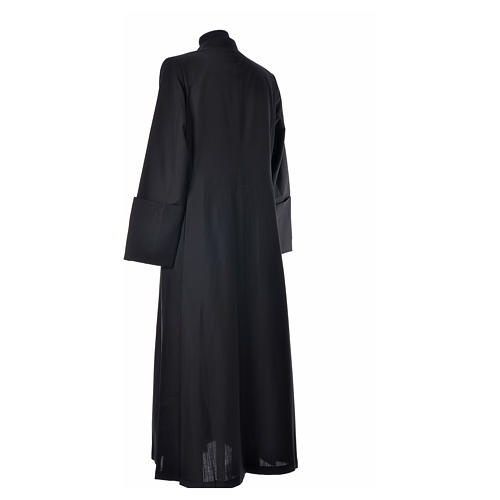 Black cassock in pure wool with covered buttons Gamma 8