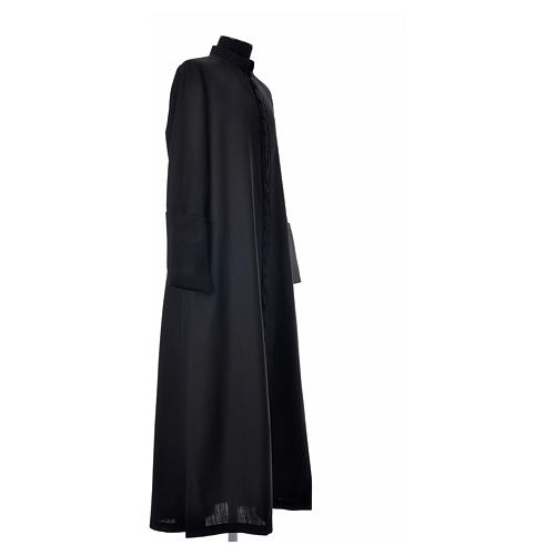 Black cassock in pure wool with covered buttons Gamma 9