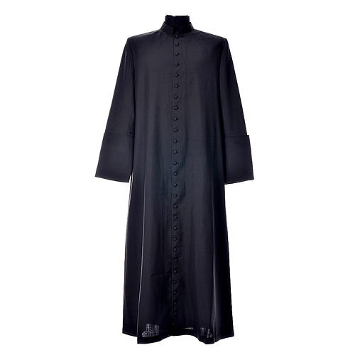 Black cassock in pure wool with covered buttons Gamma 1