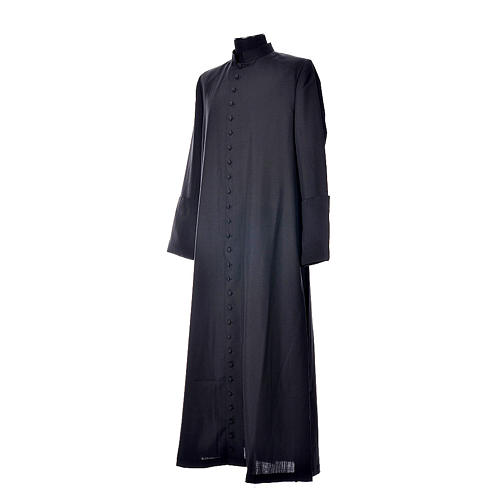 Black cassock in pure wool with covered buttons Gamma 2
