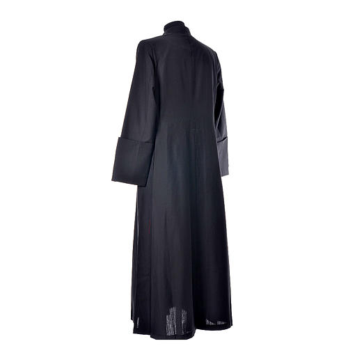 Black cassock in pure wool with covered buttons Gamma 3