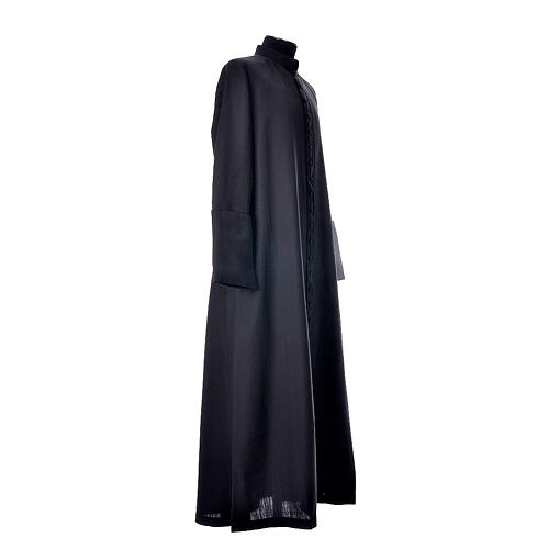 Black cassock in pure wool with covered buttons Gamma 4