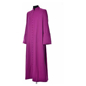 Albs: Purple cassock in pure wool with covered buttons