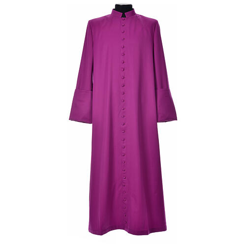 Purple cassock in pure wool with covered buttons Gamma 1