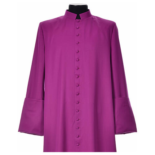 Purple cassock in pure wool with covered buttons Gamma 2
