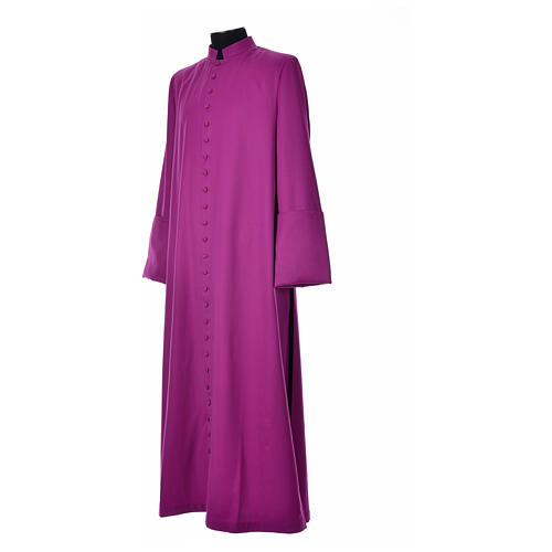 Purple cassock in pure wool with covered buttons Gamma 3