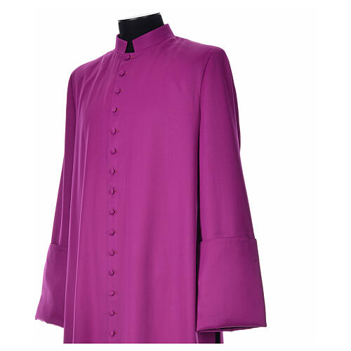 Purple cassock in pure wool with covered buttons Gamma 4