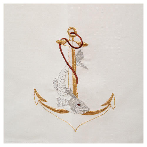 Surplice in wool and polyester with image of anchor and fish 5