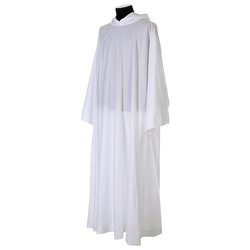 Surplice in cotton and polyester with hood white colour 2