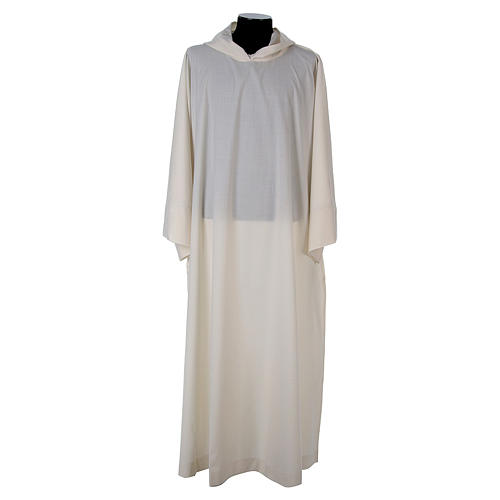 Surplice in wool and polyester with hood white colour 1