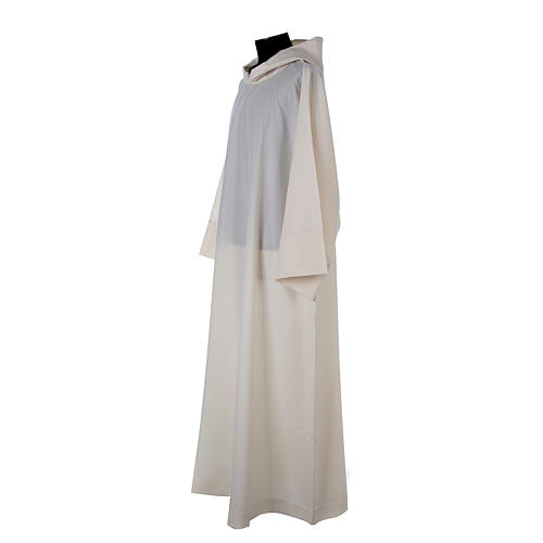 Surplice in wool and polyester with hood white colour 2
