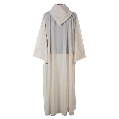 Surplice in wool and polyester with hood white colour 3