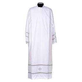 White liturgical alb with cross and gigliuccio hemstitch Gamma