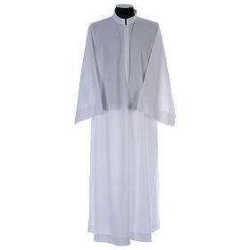 First Communion plain alb, flared with collar in mix cotton