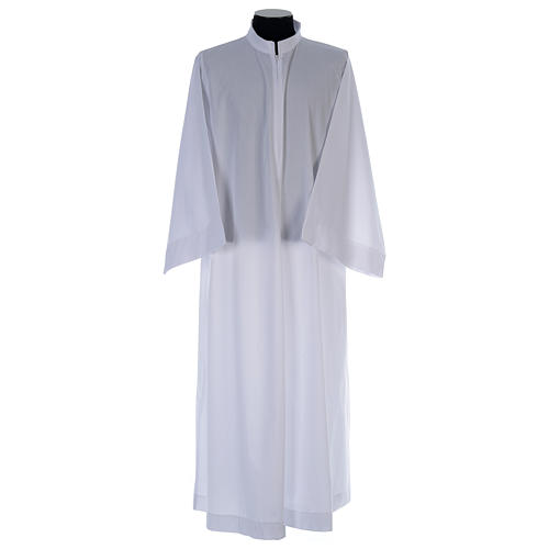 First Communion plain alb, flared with collar in mix cotton 1