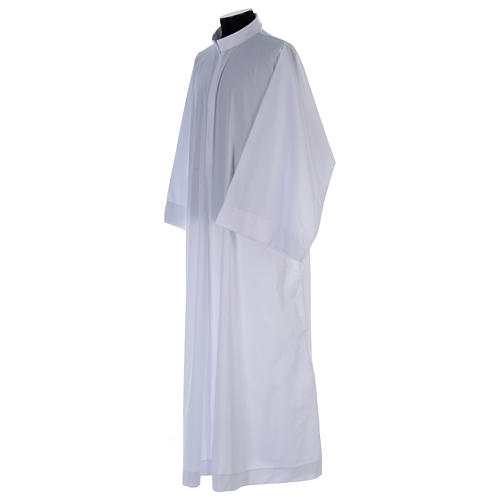 First Communion plain alb, flared with collar in mix cotton 2