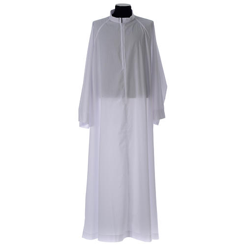 First Communion alb, flared with raglan sleeve in cotton mix 1