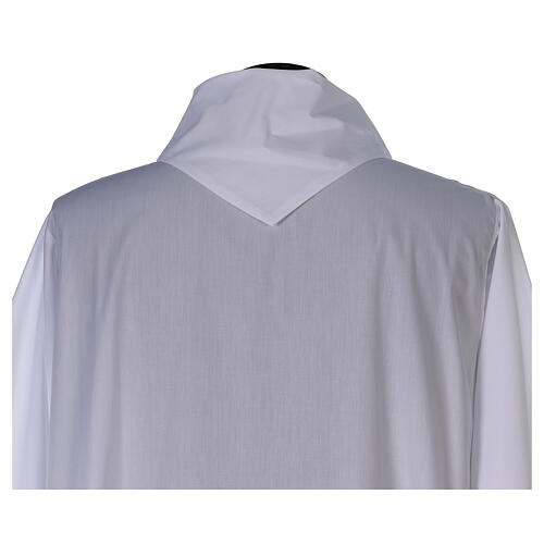Alba blanca abocinada con capucha falsa algodón mixto 5