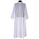 First Communion flared alb with fake hood in cotton mix s1