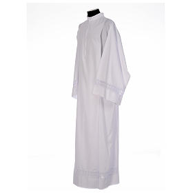 Clerical Alb with macramé on hem and sleeves in cotton blend