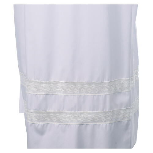 Alb with pleats and cotton lace on hem and sleeves in cotton mix 3