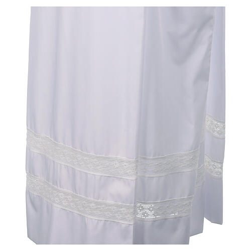 Alb with pleats and cotton lace on hem and sleeves in cotton mix 6