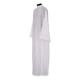 Monastic Alb with cotton lace on hem and sleeves in cotton mix