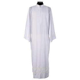 Monastic Alb with cotton lace on hem and sleeves in cotton mix