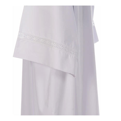 Monastic Alb with cotton lace on hem and sleeves in cotton mix 4